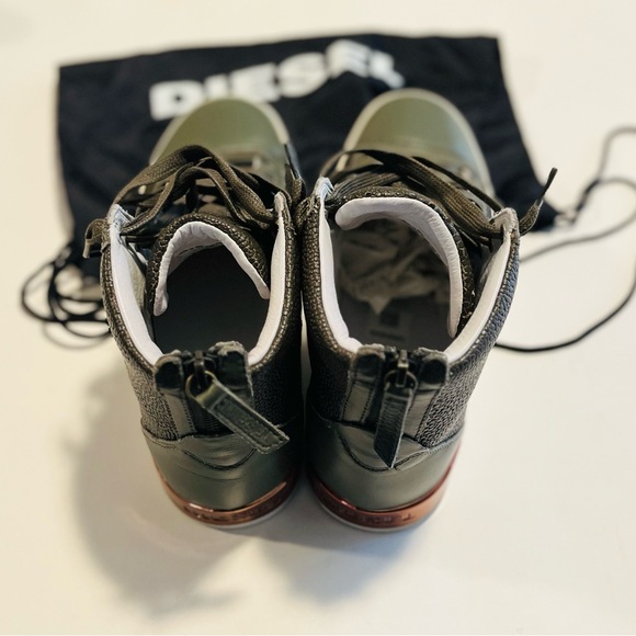 Diesel Diamond Men’s Classic High Top Olive Green Sneakers Size 9 - Picture 3 of 7